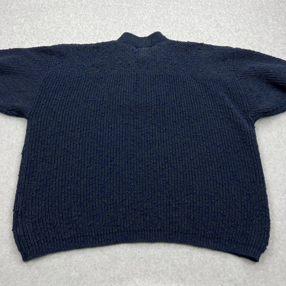 Eddie Bauer Henley Sweater Men's XL Blue Chunky Ribbed Knit Heavyweight Pullover - Picture 8 of 10